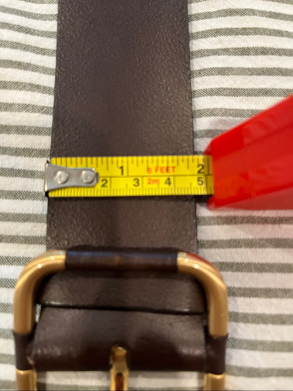 Dark Brown Leather Belt with Gold Buckle - Picture 5 of 5